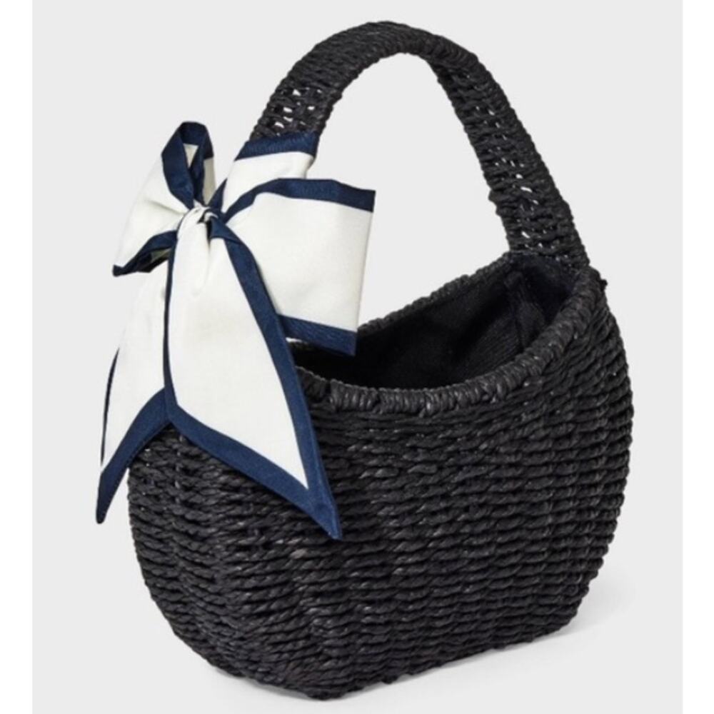 Straw Mini Bag with Bow - A New Day™ Black Woven Paper Straw Structured s23 - Picture 3 of 8